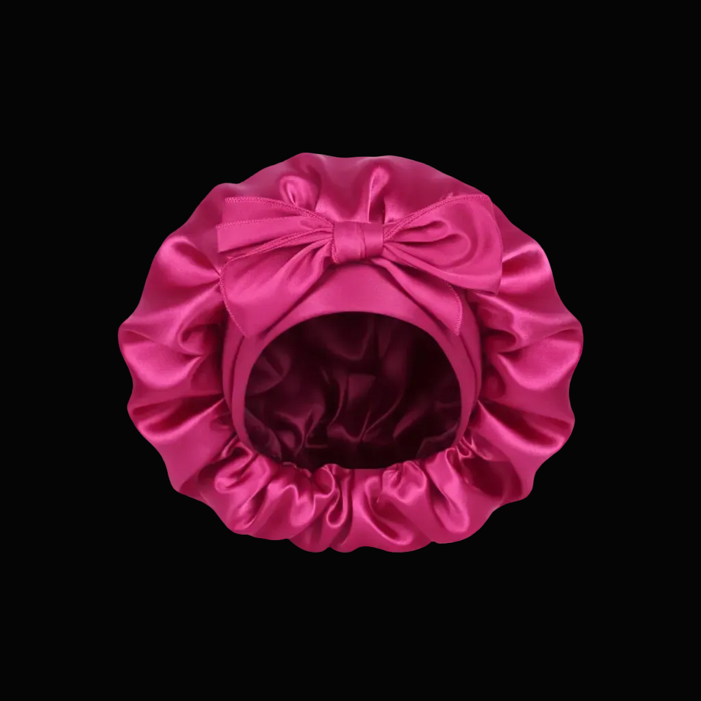 Hot pink satin tie bonnet