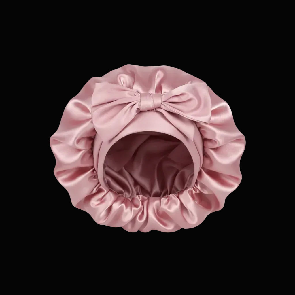 Pink satin tie bonnet